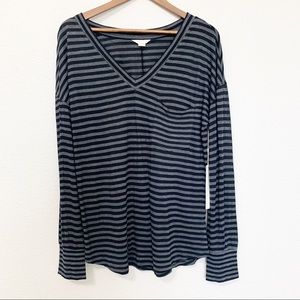 Caslon Black and Gray Striped Long Sleeve
